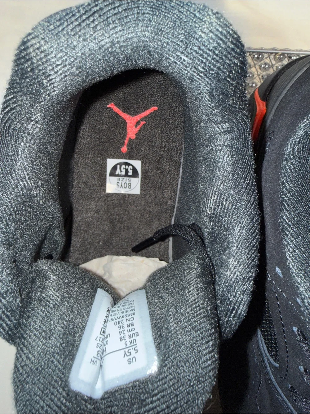 Jordan Kid Jumpman MVP 92 (GS) boy’s 5.5, 7 girls Black Sneakers with Red Flight